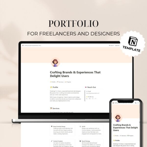 Freelance Designer Portfolio - (Notion Template) | Growithgabriel
